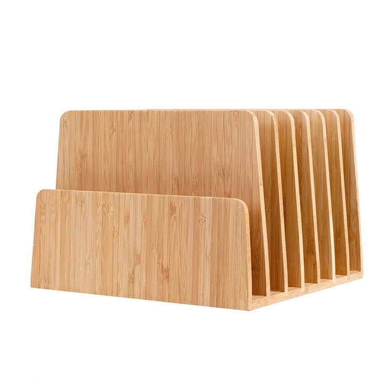 MobileVision Bamboo Desktop File Folder Organizer and Paper Tray, 7 Slots - Image 1